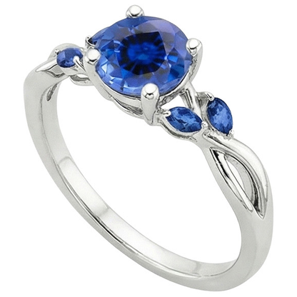 Natural Real ( Not Lab Grown )  Women's Ring Round & Marquise Ceylon Sapphire Gemstones 2.50 Carats