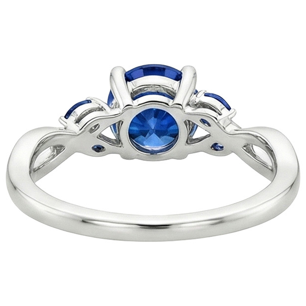 Natural Real ( Not Lab Grown )  Women's Ring Round & Marquise Ceylon Sapphire Gemstones 2.50 Carats