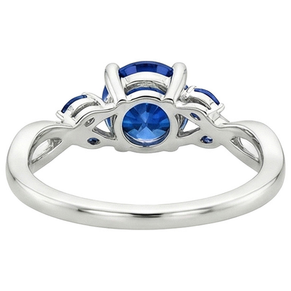Natural Real ( Not Lab Grown )  Women's Ring Round & Marquise Ceylon Sapphire Gemstones 2.50 Carats