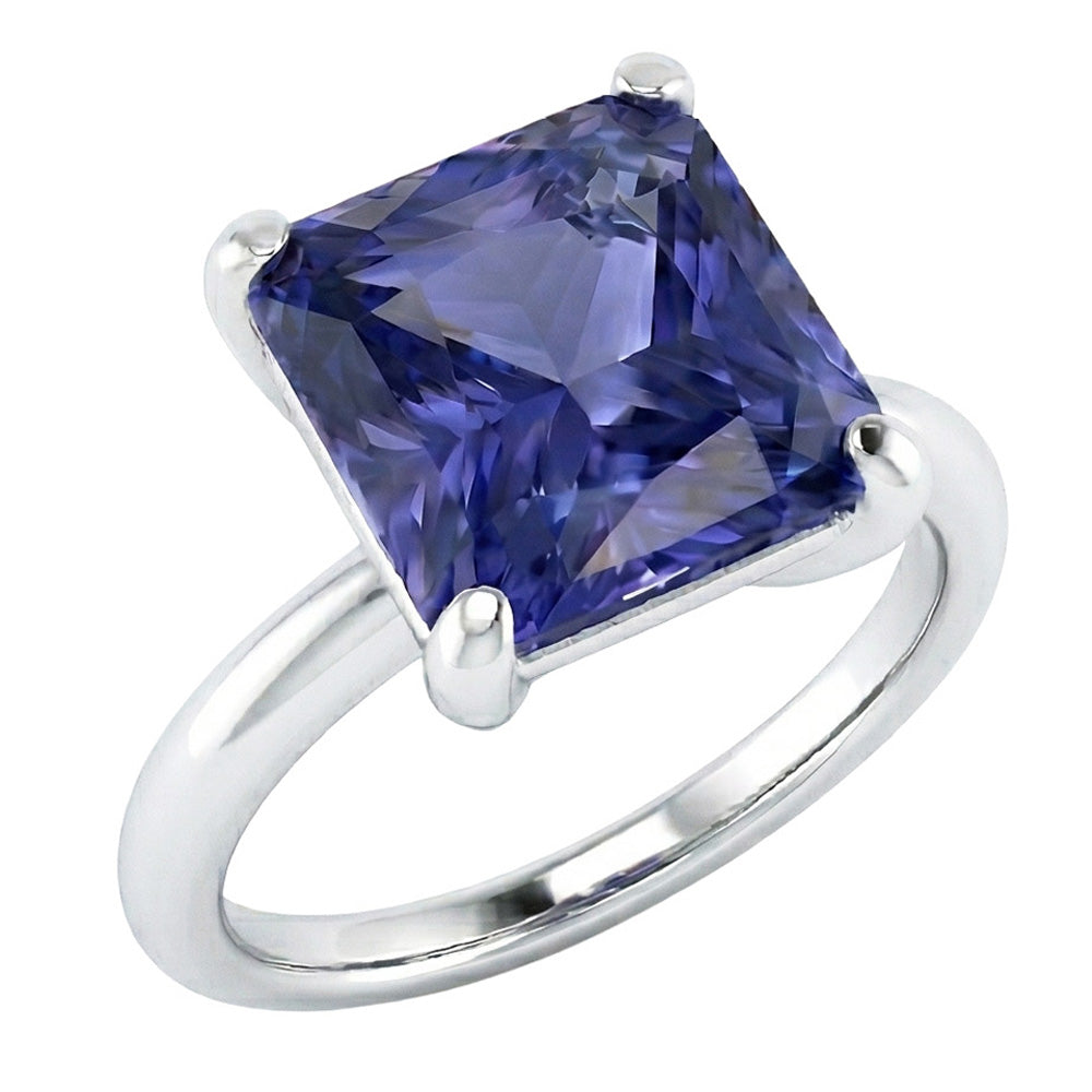 Natural Real ( Not Lab Grown )  Women's Solitaire Ring Radiant Srilankan Sapphire Gemstone 2.50 Carats