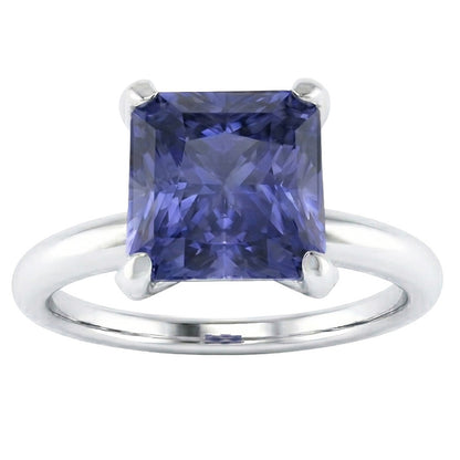 Natural Real ( Not Lab Grown )  Women's Solitaire Ring Radiant Srilankan Sapphire Gemstone 2.50 Carats