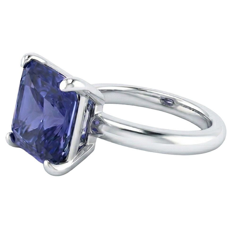 Natural Real ( Not Lab Grown )  Women's Solitaire Ring Radiant Srilankan Sapphire Gemstone 2.50 Carats