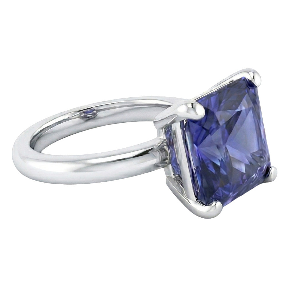 Natural Real ( Not Lab Grown )  Women's Solitaire Ring Radiant Srilankan Sapphire Gemstone 2.50 Carats