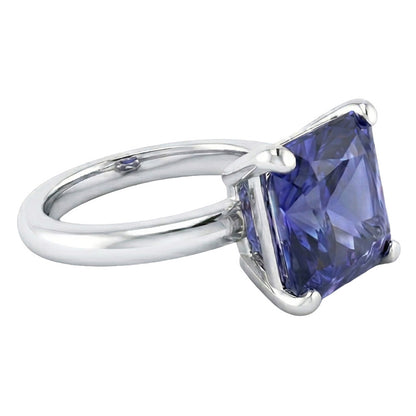 Natural Real ( Not Lab Grown )  Women's Solitaire Ring Radiant Srilankan Sapphire Gemstone 2.50 Carats