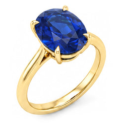 Natural Real ( Not Lab Grown )  Yellow Gold 4 Carat Sapphire Engagement Ring