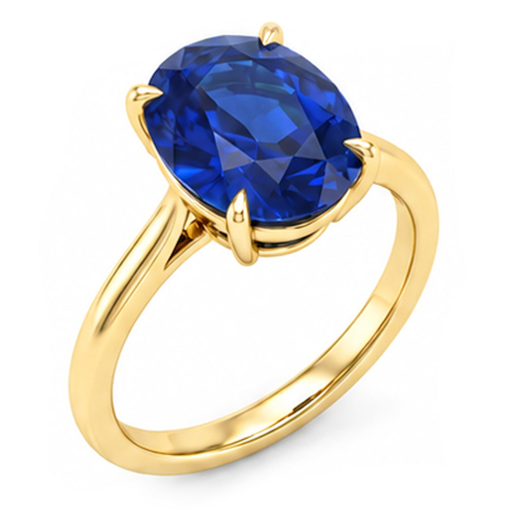 Natural Real ( Not Lab Grown )  Yellow Gold 4 Carat Sapphire Engagement Ring