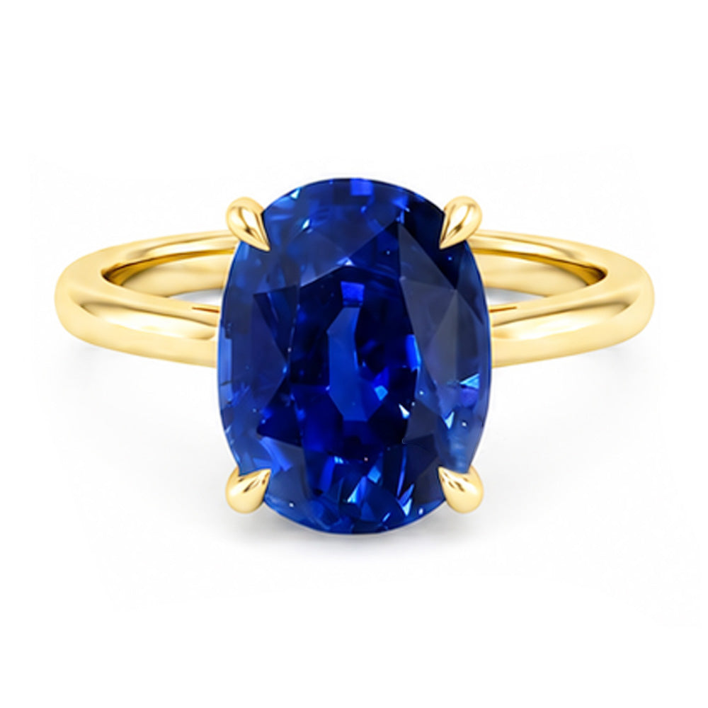 Natural Real ( Not Lab Grown )  Yellow Gold 4 Carat Sapphire Engagement Ring
