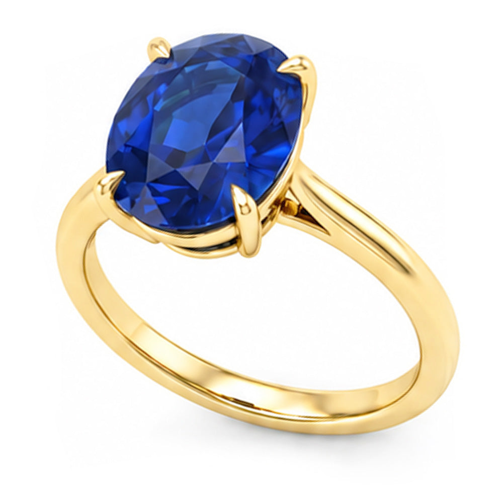 Natural Real ( Not Lab Grown )  Yellow Gold 4 Carat Sapphire Engagement Ring