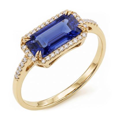 Natural Real ( Not Lab Grown )  Yellow Gold Halo Emerald Ceylon Sapphire Wedding Ring 4.50 Carats