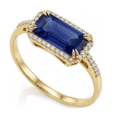 Natural Real ( Not Lab Grown )  Yellow Gold Halo Emerald Ceylon Sapphire Wedding Ring 4.50 Carats