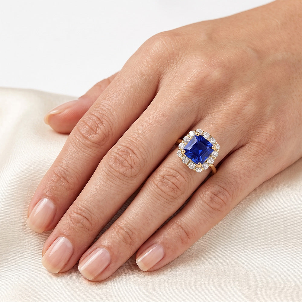 Natural Real ( Not Lab Grown )  Yellow Gold Sapphire Ring