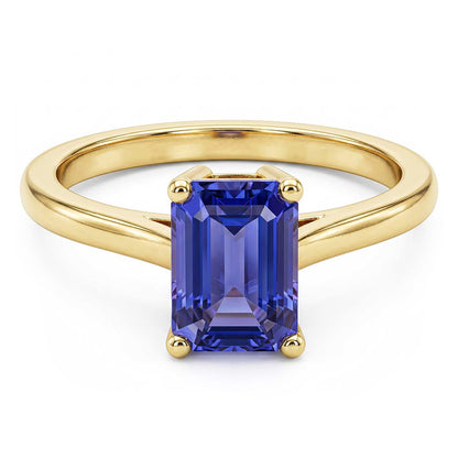 Natural Real ( Not Lab Grown )  Yellow Gold Solitaire Ring Emerald Ceylon Sapphire Gemstone 2 Carats