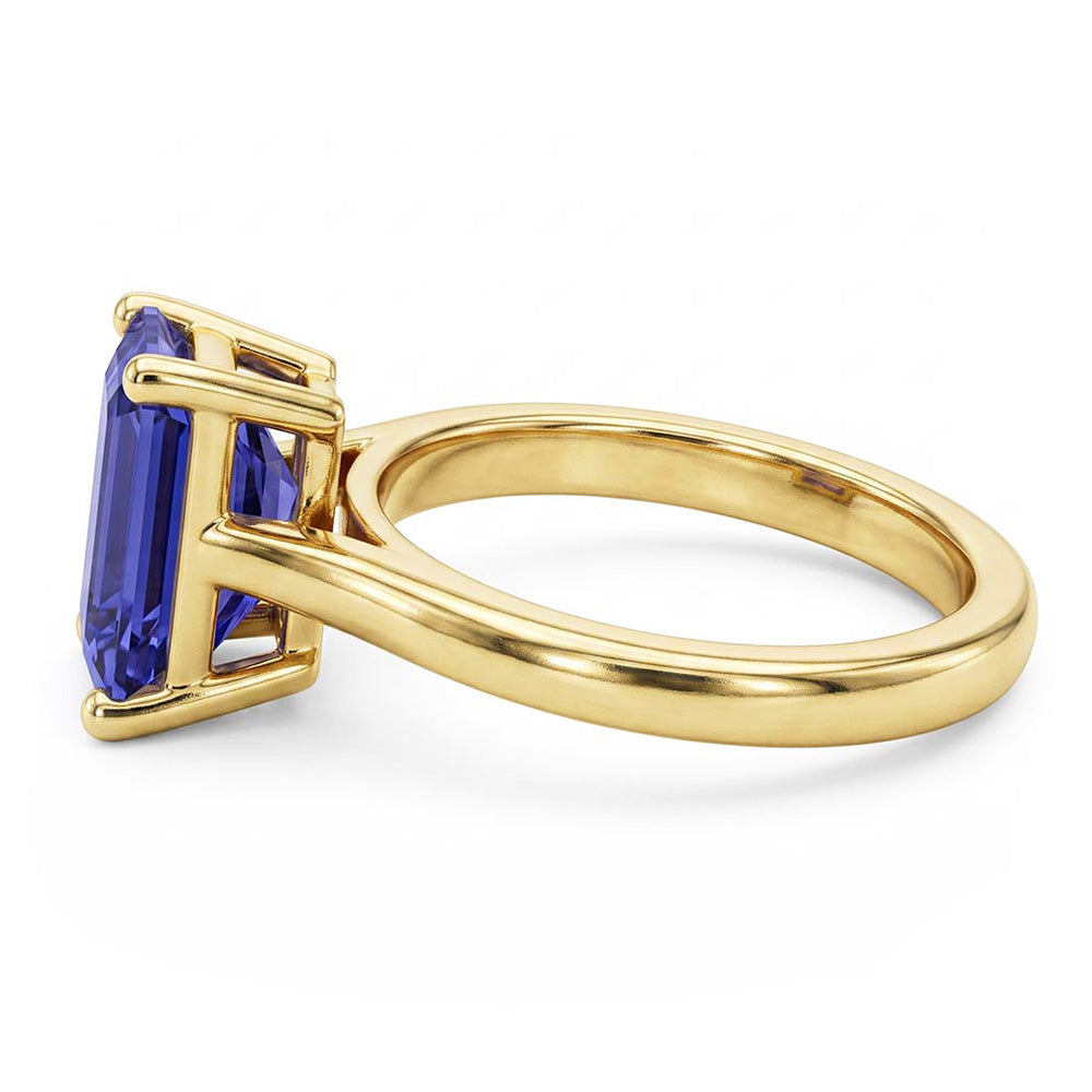 Natural Real ( Not Lab Grown )  Yellow Gold Solitaire Ring Emerald Ceylon Sapphire Gemstone 2 Carats