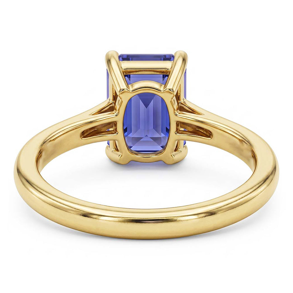 Natural Real ( Not Lab Grown )  Yellow Gold Solitaire Ring Emerald Ceylon Sapphire Gemstone 2 Carats