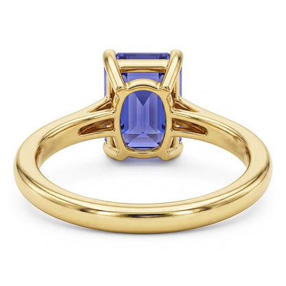 Natural Real ( Not Lab Grown )  Yellow Gold Solitaire Ring Emerald Ceylon Sapphire Gemstone 2 Carats
