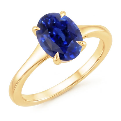 Natural Real ( Not Lab Grown )  Yellow Gold Solitaire Ring Oval Sri Lankan Sapphire 3 Carats