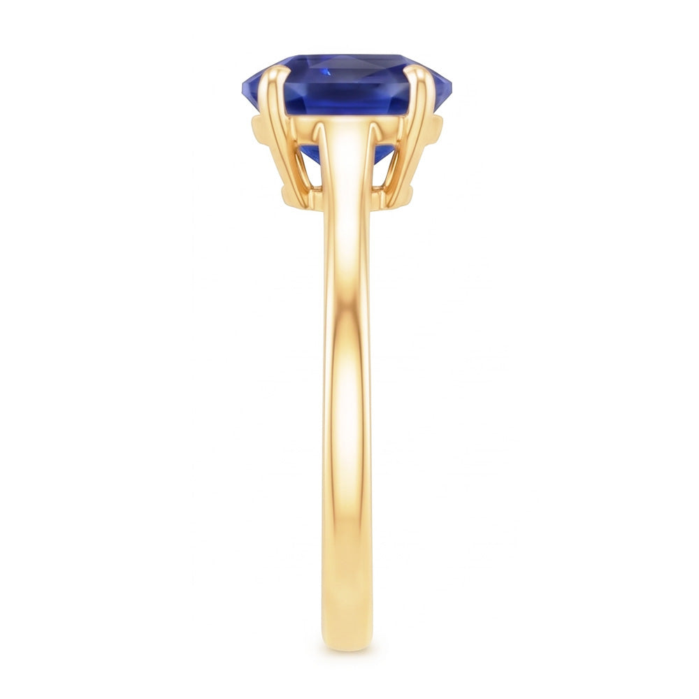 Natural Real ( Not Lab Grown )  Yellow Gold Solitaire Ring Oval Sri Lankan Sapphire 3 Carats