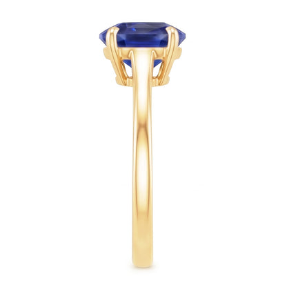 Natural Real ( Not Lab Grown )  Yellow Gold Solitaire Ring Oval Sri Lankan Sapphire 3 Carats