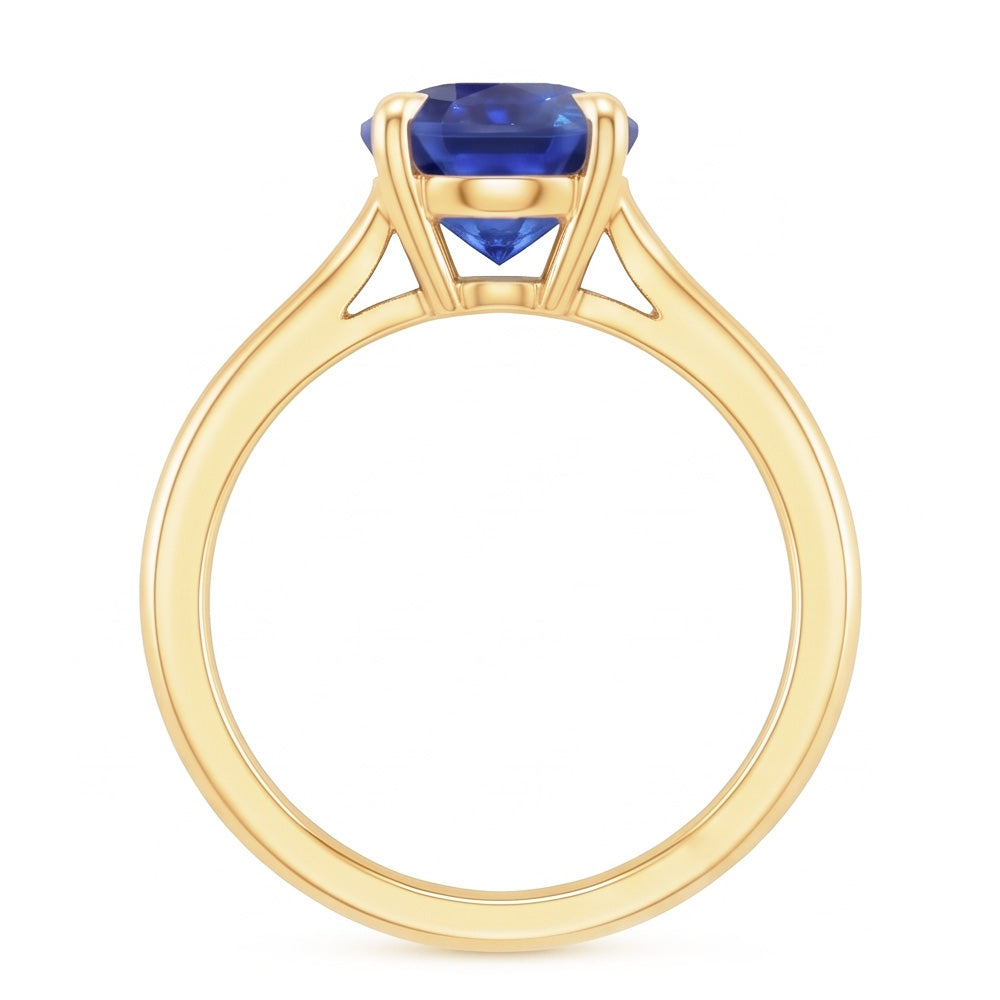 Natural Real ( Not Lab Grown )  Yellow Gold Solitaire Ring Oval Sri Lankan Sapphire 3 Carats