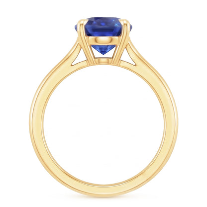 Natural Real ( Not Lab Grown )  Yellow Gold Solitaire Ring Oval Sri Lankan Sapphire 3 Carats