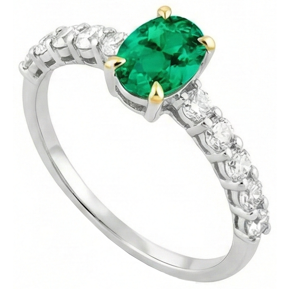 Natural Real ( Not Lab Grown ) Zambian Gemstone Ring Oval Cut Green Emerald GIA Dainty