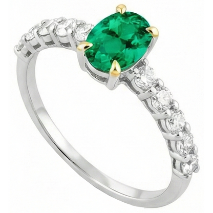 Natural Real ( Not Lab Grown ) Zambian Gemstone Ring Oval Cut Green Emerald GIA Dainty