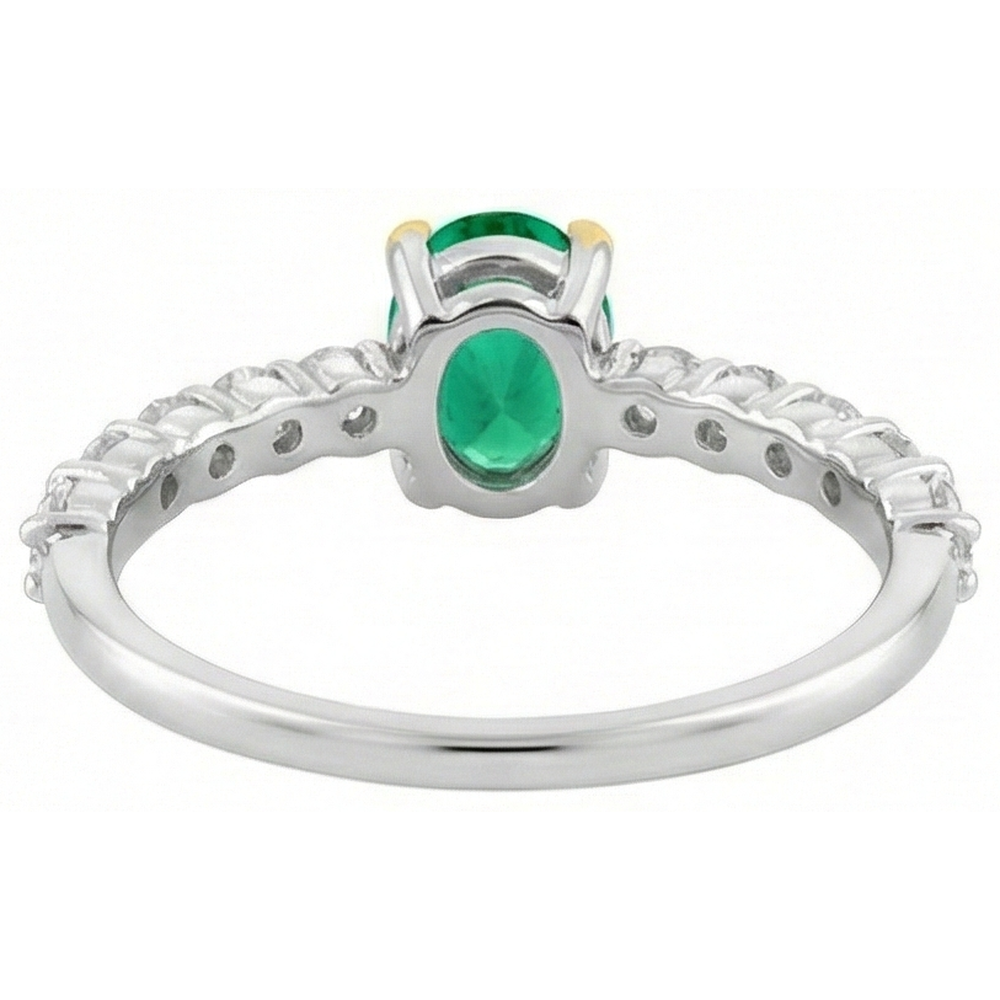 Natural Real ( Not Lab Grown ) Zambian Gemstone Ring Oval Cut Green Emerald GIA Dainty