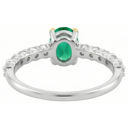 Natural Real ( Not Lab Grown ) Zambian Gemstone Ring Oval Cut Green Emerald GIA Dainty
