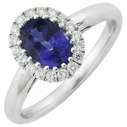 Natural Sapphire Halo Ring Oval Cut