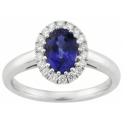 Natural Sapphire Halo Ring Oval Cut