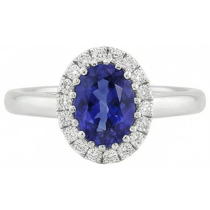 Natural Sapphire Halo Ring Oval Cut