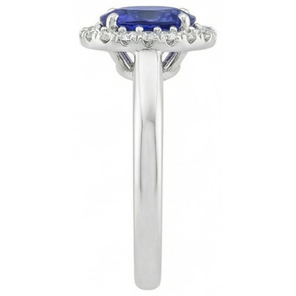 Natural Sapphire Halo Ring Oval Cut