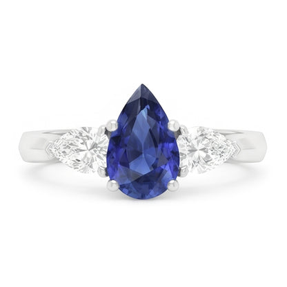 Natural Sapphire Ring 1.25ct - White Gold 14K