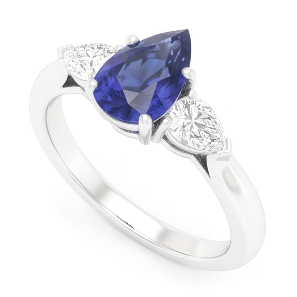 Natural Sapphire Ring 1.25ct - White Gold 14K