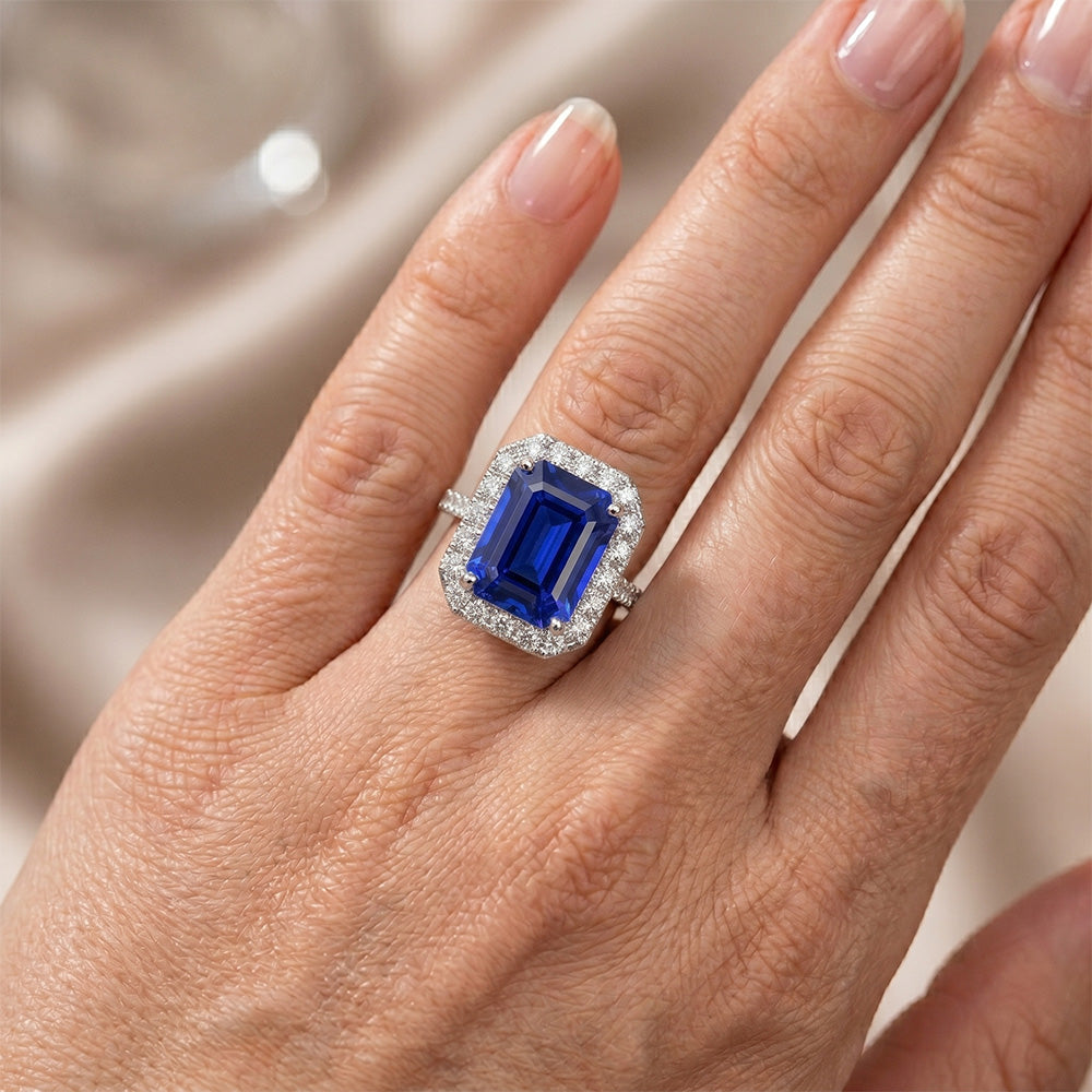 Natural Sapphire Ring 10.25ct - White Gold 14K