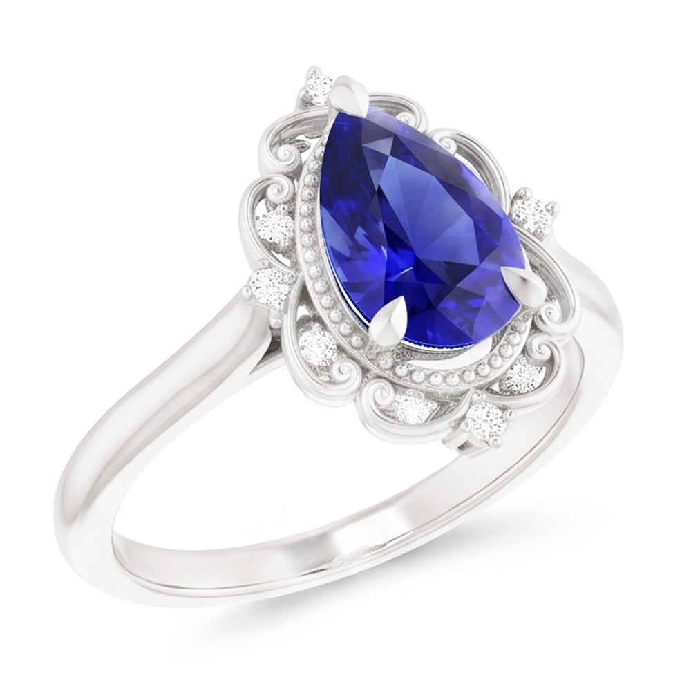 Natural Sapphire Ring 2.25ct - White Gold 14K