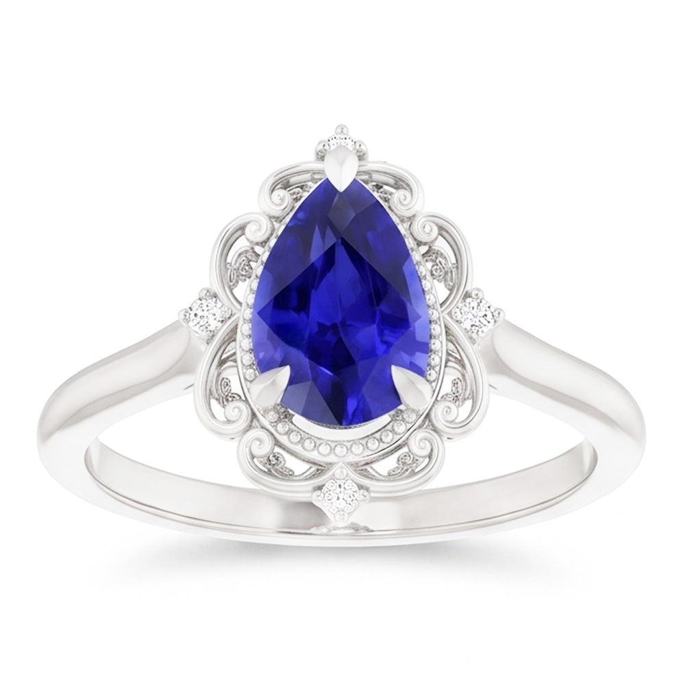 Natural Sapphire Ring 2.25ct - White Gold 14K