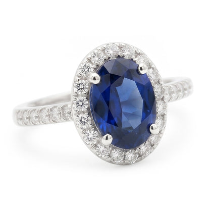 Natural Sapphire Ring 2.25ct - White Gold 14K