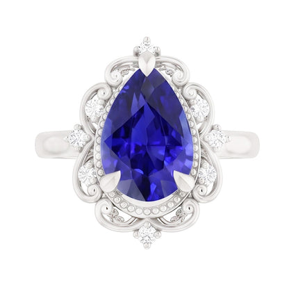 Natural Sapphire Ring 2.25ct - White Gold 14K