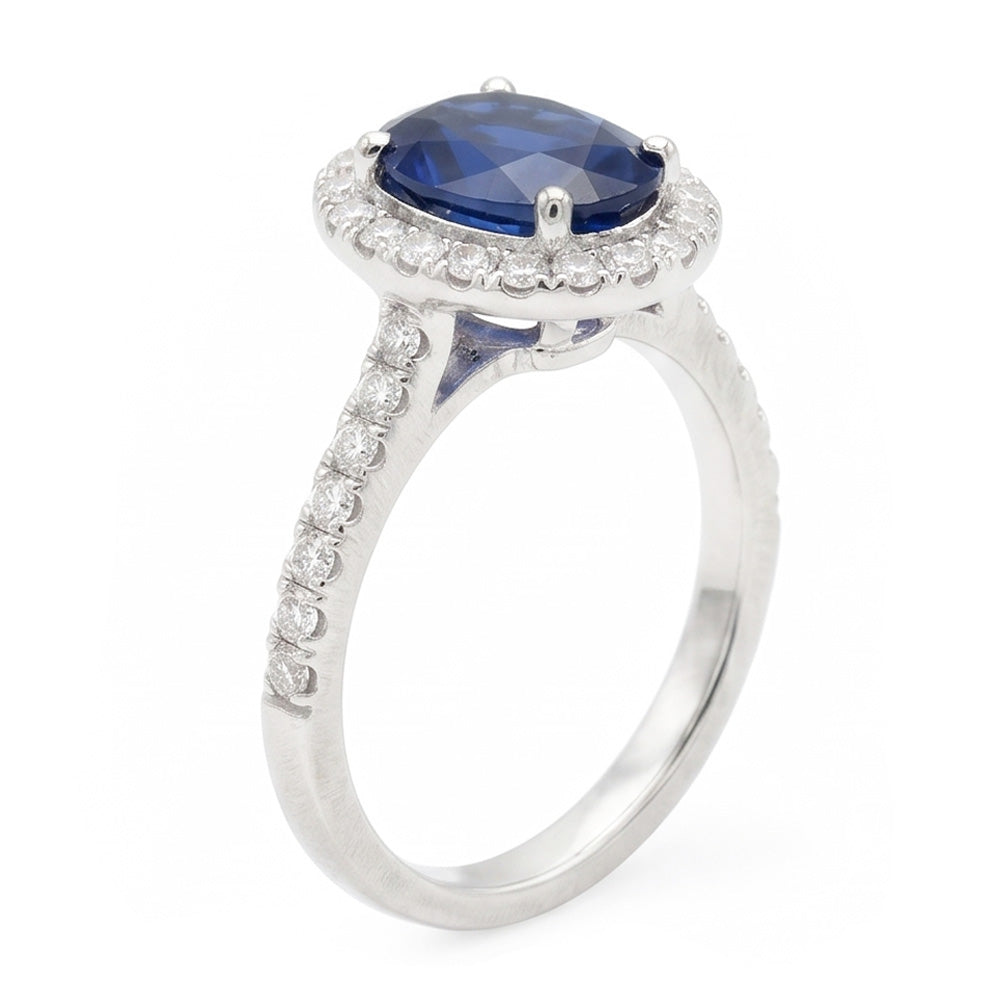 Natural Sapphire Ring 2.25ct - White Gold 14K