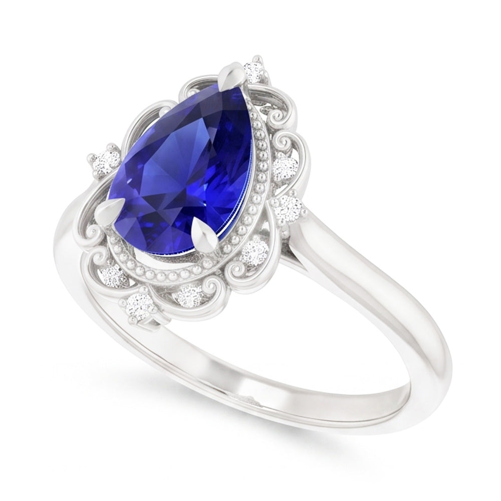 Natural Sapphire Ring 2.25ct - White Gold 14K