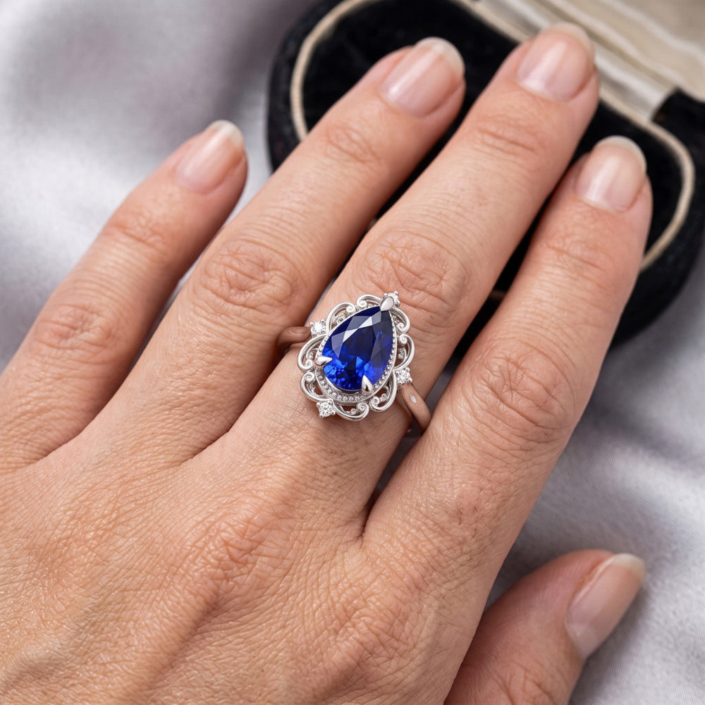 Natural Sapphire Ring 2.25ct - White Gold 14K