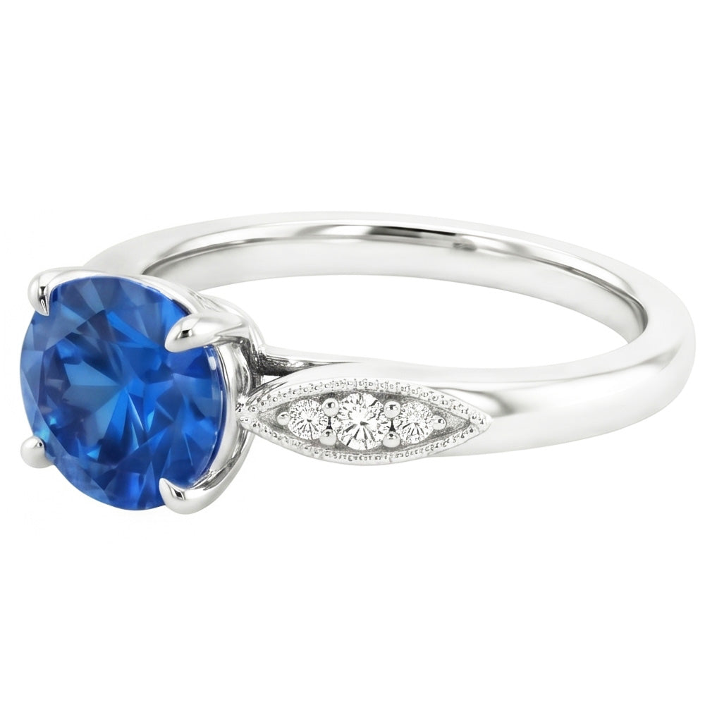 Natural Sapphire Ring 2.40ct - White Gold 14K