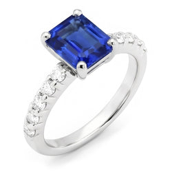 Natural Sapphire Ring 2.50ct - White Gold 14K