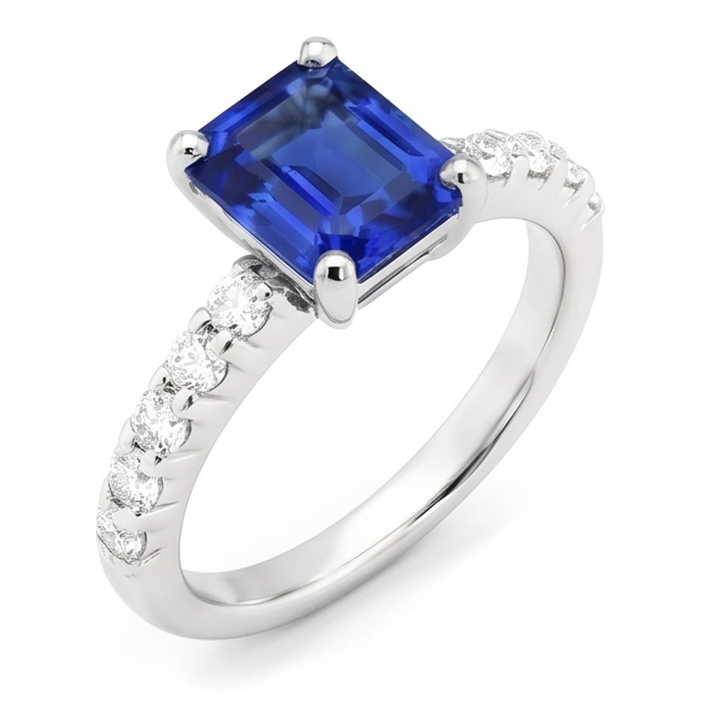 Natural Sapphire Ring 2.50ct - White Gold 14K
