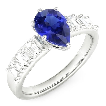 Natural Sapphire Ring 2.50ct - White Gold 14K