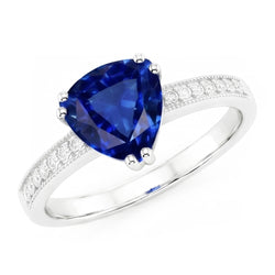 Natural Sapphire Ring 2.50ct - White Gold 14K