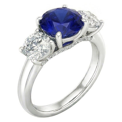 Natural Sapphire Ring 2.50ct - White Gold 14K