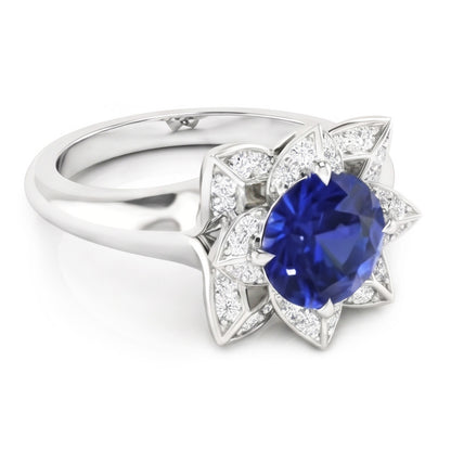 Natural Sapphire Ring 2.50ct - White Gold 14K