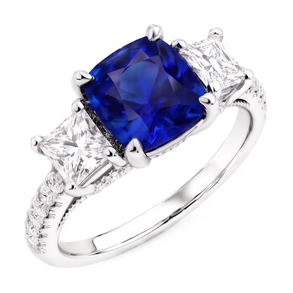 Natural Sapphire Ring 2.50ct - White Gold 14K